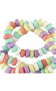 Polymer beads rondelle 7mm - Multicolour pastel